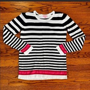 Lilly Pulitzer sweater striped white, navy, pink lightweight L